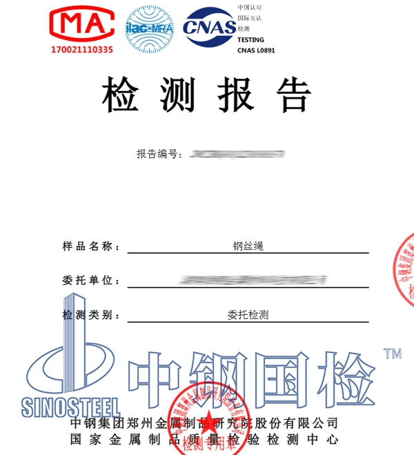 鋼絲繩試驗報告