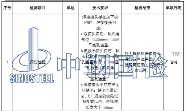 探傷檢測(cè)結(jié)果