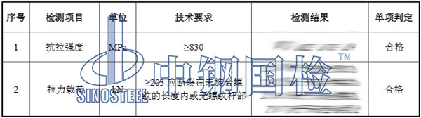 高強(qiáng)螺栓檢測項(xiàng)目結(jié)果