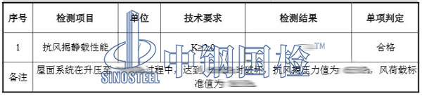 雨棚抗風(fēng)揭檢測結(jié)果