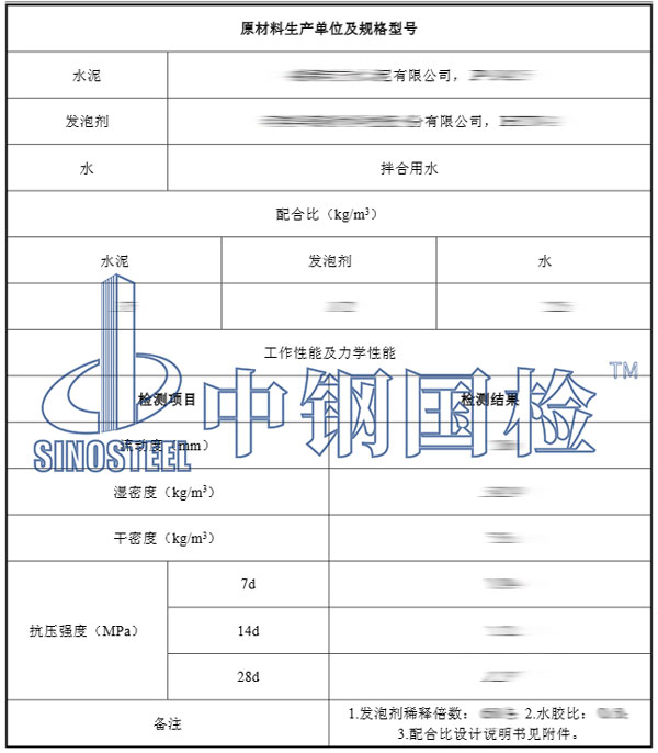 泡沫混凝土檢測項(xiàng)目結(jié)果