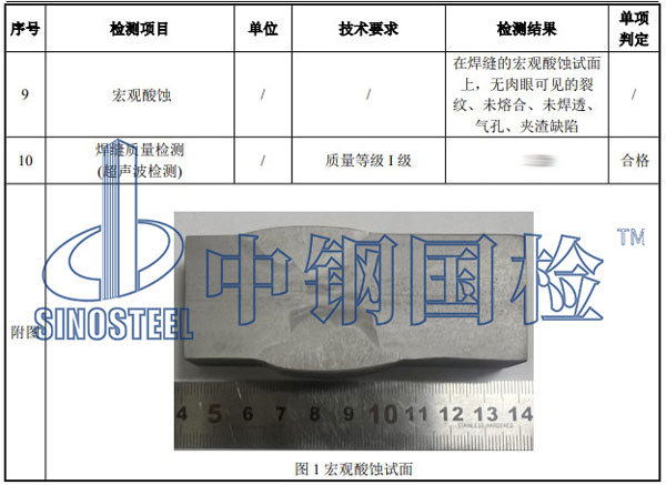 焊接工藝評定項目結(jié)果