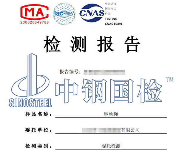 鋼絲繩檢驗報告